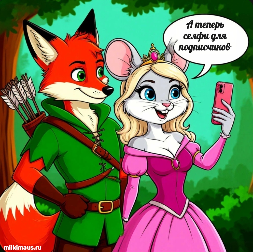 Фурри селфи белая мышь и лиса